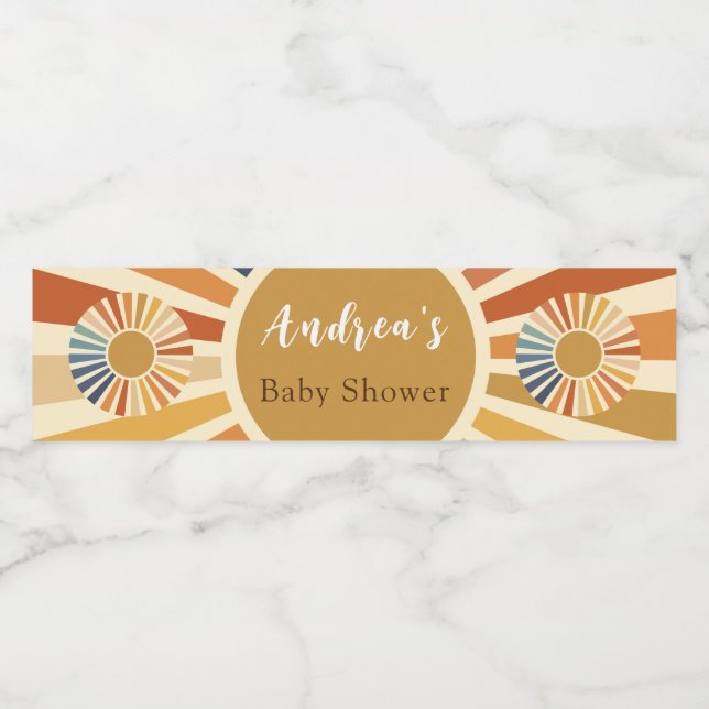 70s Baby Shower Bohemian Baby Shower Water Bottle Label (Single Label)