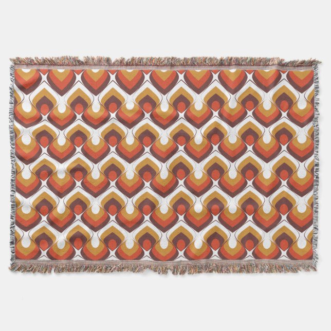 70s Bold Retro Modern Motif in Orange & Brown Throw Blanket (Front)