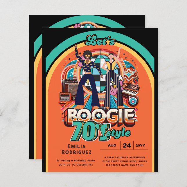 70s Boogie Retro Disco Dancing Birthday Party (Front/Back)