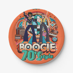 70s Boogie Retro Disco Dancing Partyware Dining Paper Plate