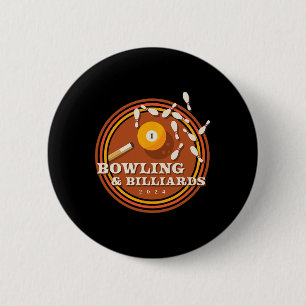 70s Bowling And Billiards  6 Cm Round Badge