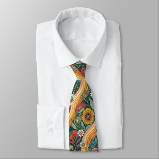 70s Brown Floral Custom Tie – Elegant Fashion