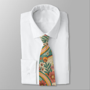 70s Brown Floral Custom Tie – Elegant Fashion