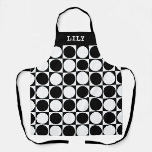 70s Checks and Circles Black and White Apron