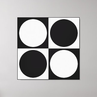 70s Checks and Circles Black and White Canvas Print
