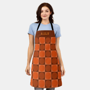 70s Checks and Circles Flame Orange Apron