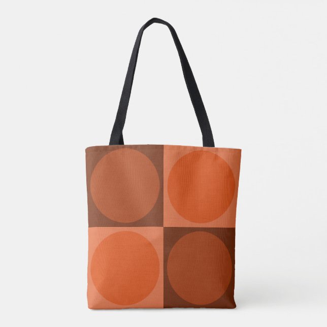 70s Checks and Circles Flame Orange Tote Bag (Back)