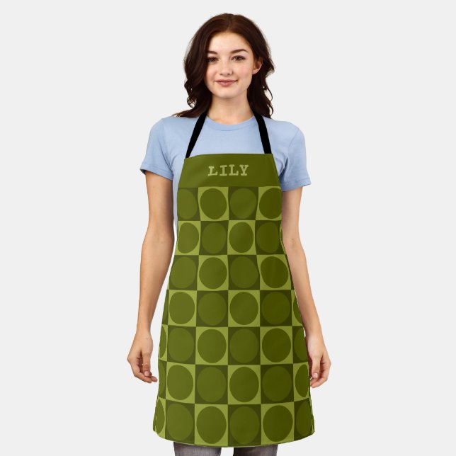 70s Checks and Circles Green Apron (Worn)