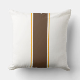 70s Cocoa Brown Orange Racing Stripes On White Cushion