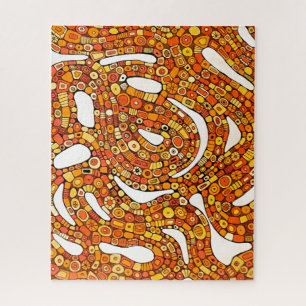 70s Colors Red Orange Yellow Abstract Design Jigsaw Puzzle