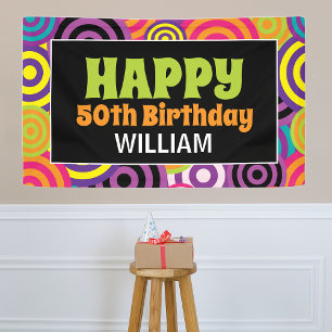 70's Colourful Circles Birthday Banner