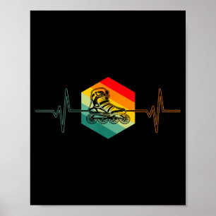 70's Cool Vintage Retro Roller Skates Skating Hear Poster