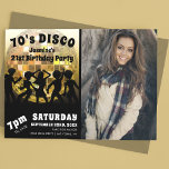 70's Disco Birthday Photo | Gold Glitter Ball Invitation<br><div class="desc">A fun snazzy 70's Disco themed birthday party invitation in black and gold with added photo for that extra touch. People dancing with a cool gold glitter ball background and 70's / 80's text with a birthday celebration template that is easy to personalise. Matching party accessories feature in my store....</div>