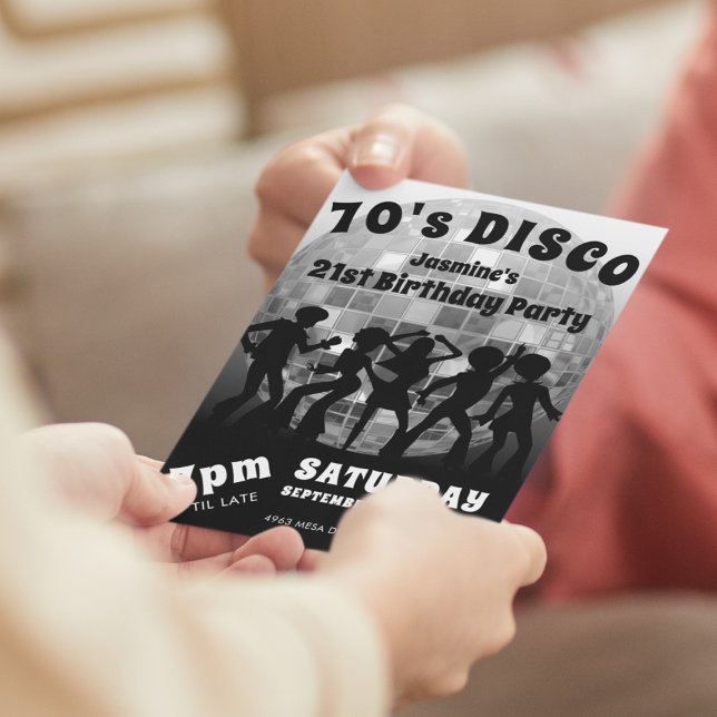 70's Disco Birthday | Silver Glitter Ball Invitation (Creator Uploaded)