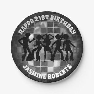 70's Disco Birthday   Silver Glitter Ball Paper Plate
