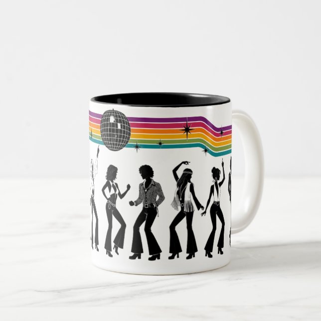 70's Disco Dance Party Two-Tone Coffee Mug (Front Right)