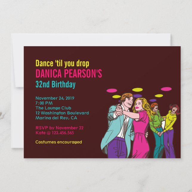 70's Disco Party - Dance Invitation (Back)