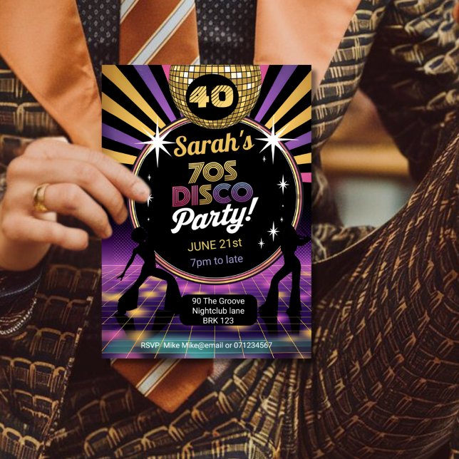 70's disco party seventies hippy birthday rave invitation (Creator Uploaded)