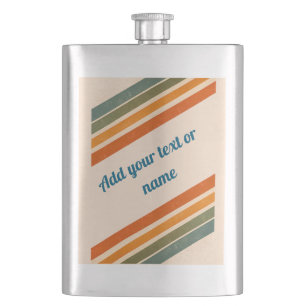 70s Distressed Stripe Off-White Personalised Hip Flask