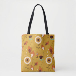 70s Floral Mustard Tote Bag