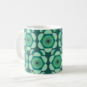 70s floral vibe - green and blue coffee mug