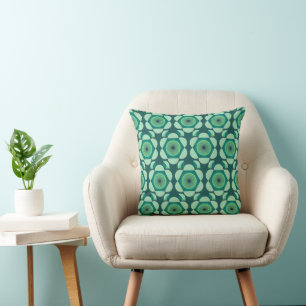 70s floral vibe  - green and blue cushion
