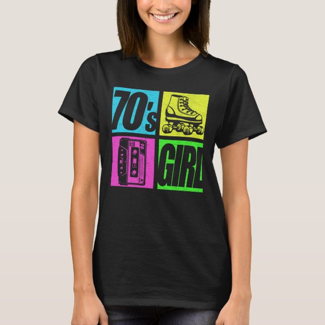 70s Girl 1970s Fashion 70 Theme Party Seventies   T-Shirt (Front)