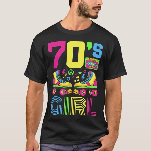 70S Girl 1970S Fashion Theme Party Outfit Seventie T-Shirt (Front)