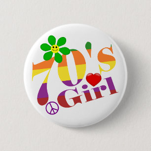 70's Girl Retro Button