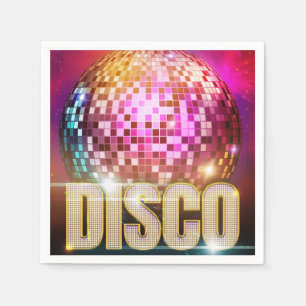 70's Glitzy Disco Ball  Retro Disco Dance Party Napkin