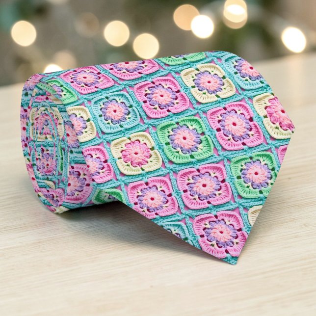 70s Granny Square Crochet Necktie (Creator Uploaded)
