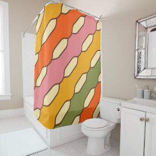 70s Groovy Retro Colorful Pattern Shower Curtain