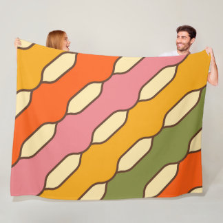 70s Groovy Retro Colourful Pattern Fleece Blanket