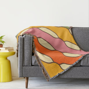 70s Groovy Retro Colourful Pattern Throw Blanket