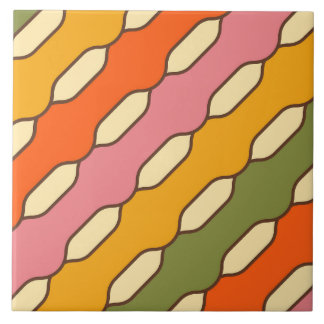 70s Groovy Retro Colourful Pattern Tile