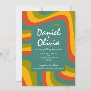 70's Groovy with Photo/QR Wedding Invitation