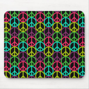 70's Hippie Peace Sign Pattern Mouse Pad
