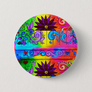 70's hippie psychedelic button