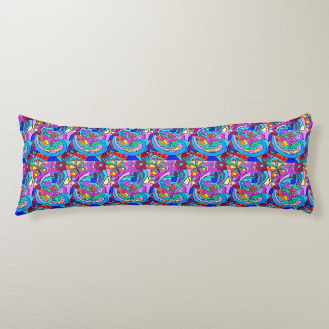 70's hippie retro groovy love pattern body cushion (Front)