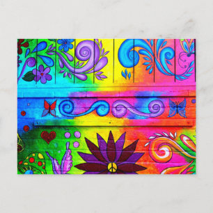 70's hippie style postcard