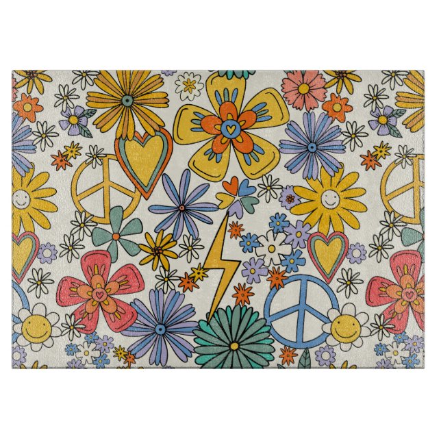 70's Hippy Style Floral  Cutting Board (Front)