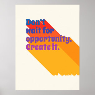 70s Inspirational Quote Retro Blue Red Yellow Pop Poster