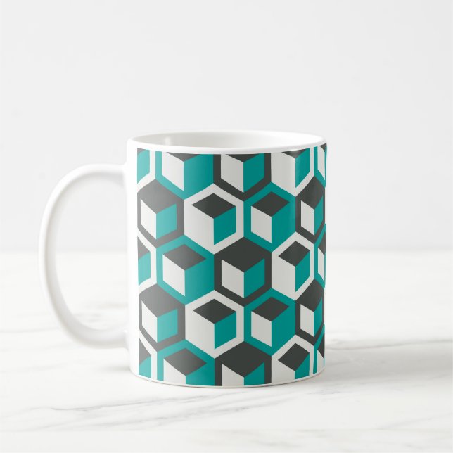 70s inspired abstract retro geometric seamless pat coffee mug (Left)