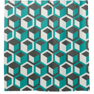 70s inspired abstract retro geometric seamless pat shower curtain
