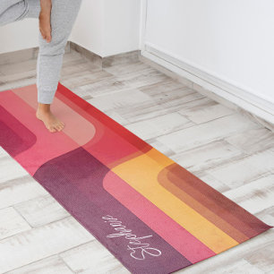 70s Inspired Abstract Stripes Yoga Mat