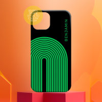 70s Inspired Line Art - Green Rainbow Arch