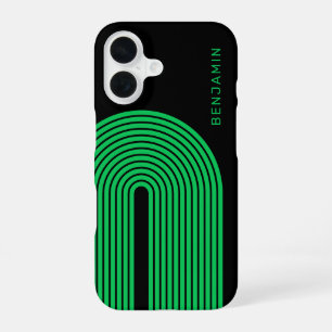 70s Inspired Line Art - Green Rainbow Arch iPhone 16 Case