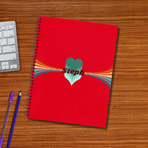 70s Inspired Retro Rainbow Stripes Red Notebook