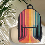 70s Inspired Retro Stripes Custom Name  Printed Backpack<br><div class="desc">Bring back those vintage vibes with this bold and colourful backpack featuring a stunning gradient of retro rainbow stripes. The rich blend of warm and cool tones adds a nostalgic yet modern touch, making this bag a head-turning statement piece. Designed for both style and function, it’s perfect for carrying your...</div>
