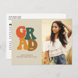70s-Inspired Typography Photo Graduation Postcard